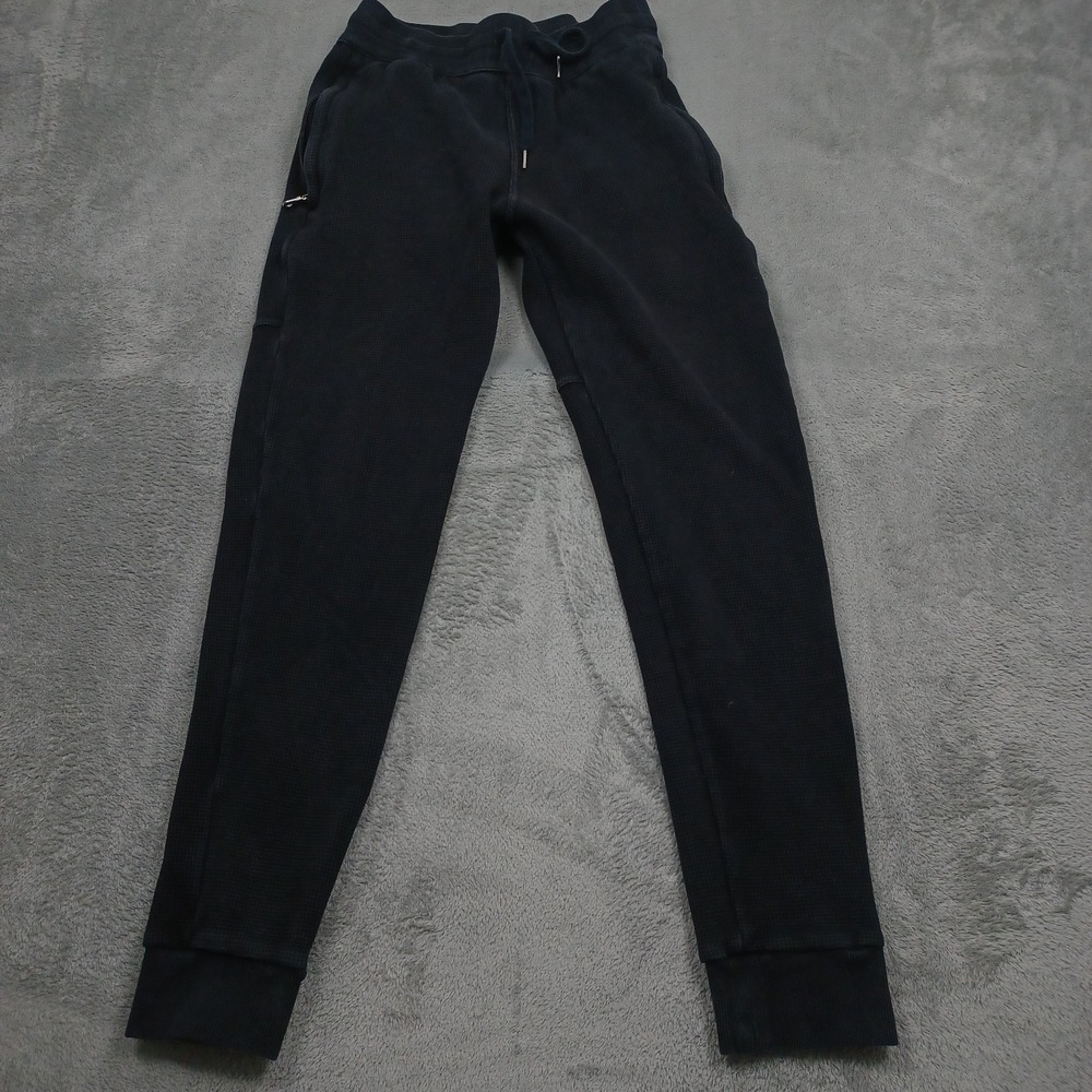 Zanerobe Joggers Mens 30 Black Pockets Drawstring Waffle Knit